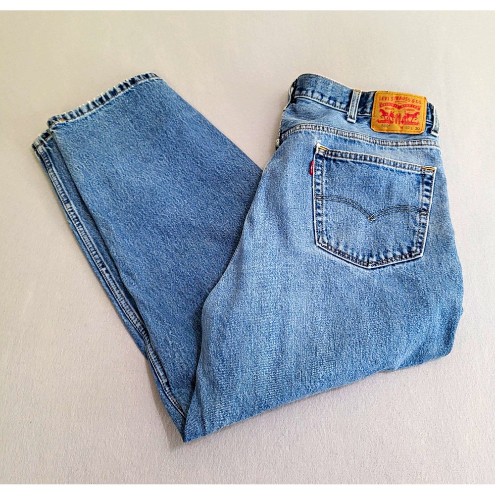 Levi's 560 Denim Blue Jeans Loose Fit Straight Leg Baggy Distressed Men's 40x30